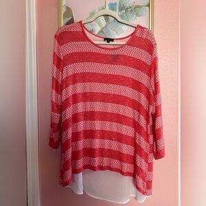 The limited flowy nautical layered sheer hem 3/4 sleeve coastal  tunic NWT XL